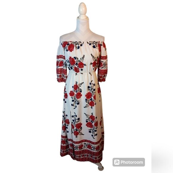 Floral Off The Shoulder Maxi Dress - Picture 1 of 6